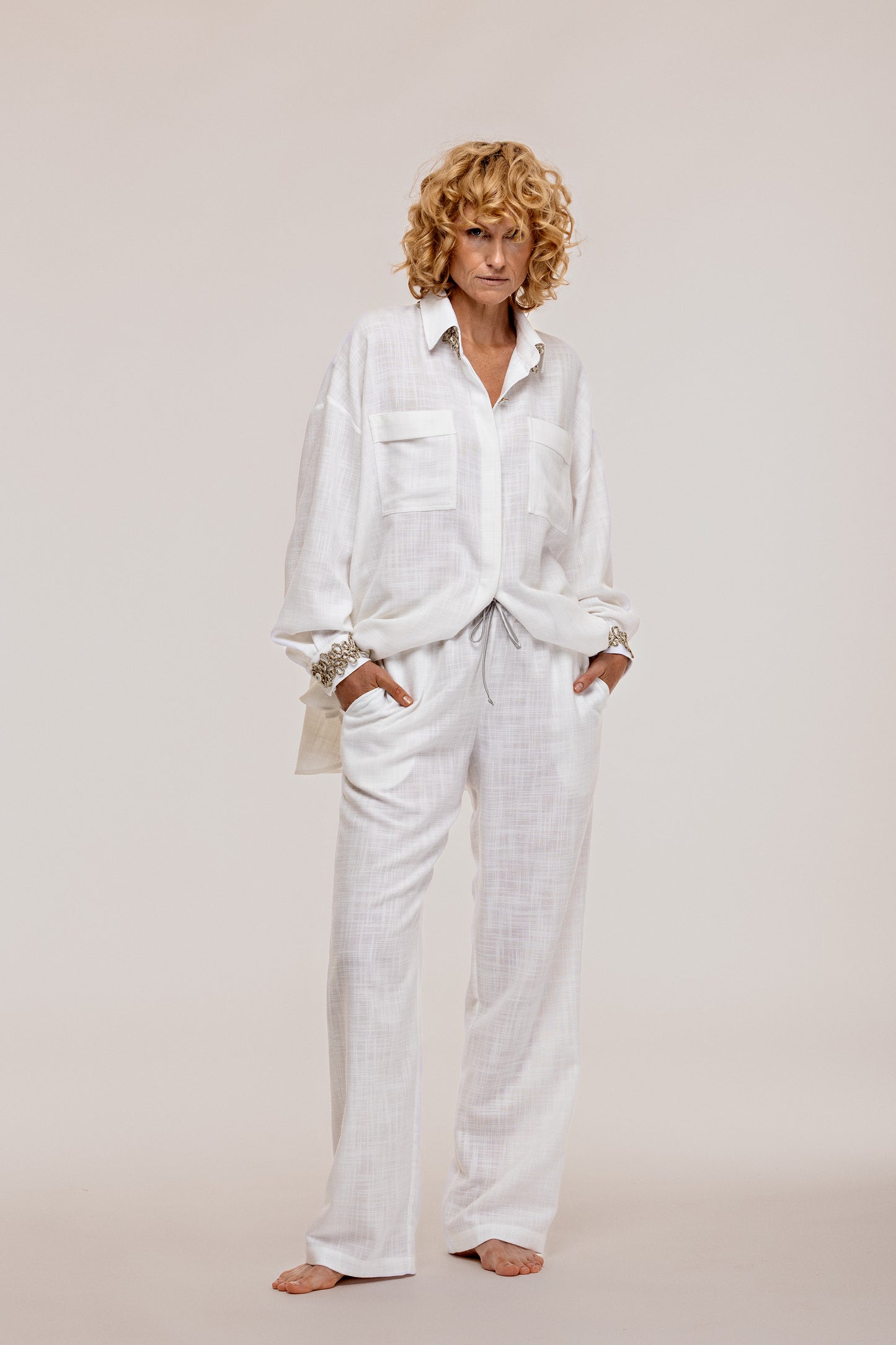 White linen 3 piece ensemble