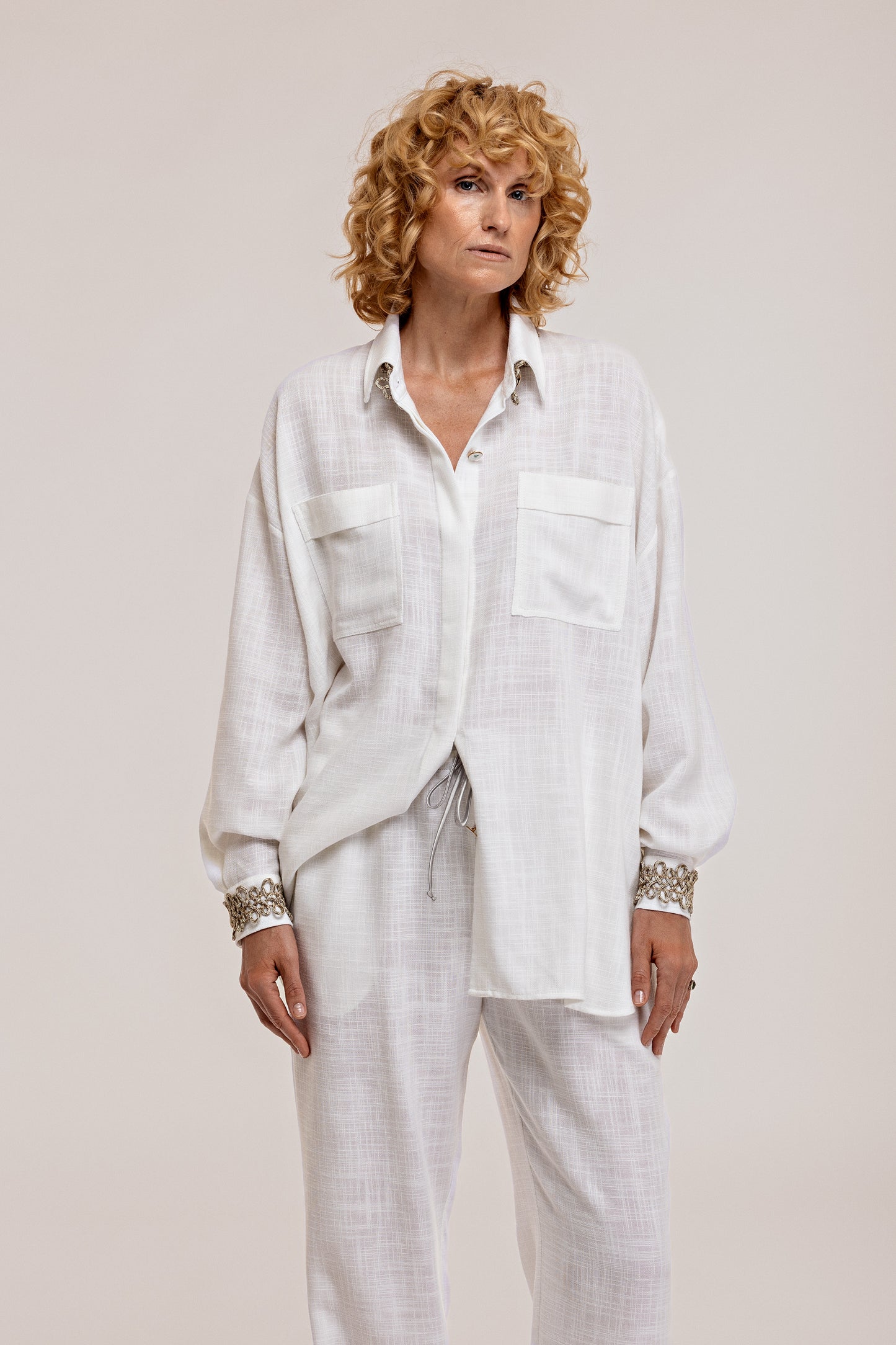 White linen 3 piece ensemble