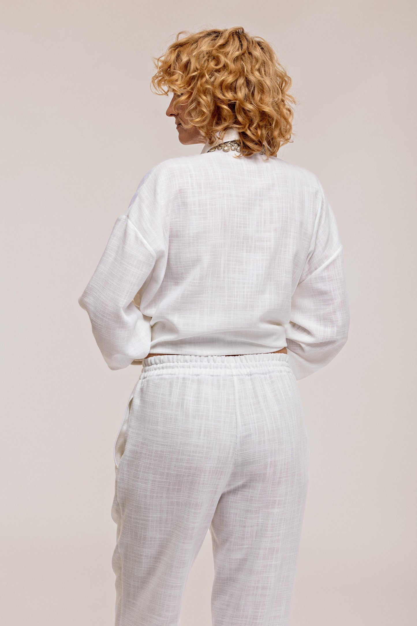 White linen trousers