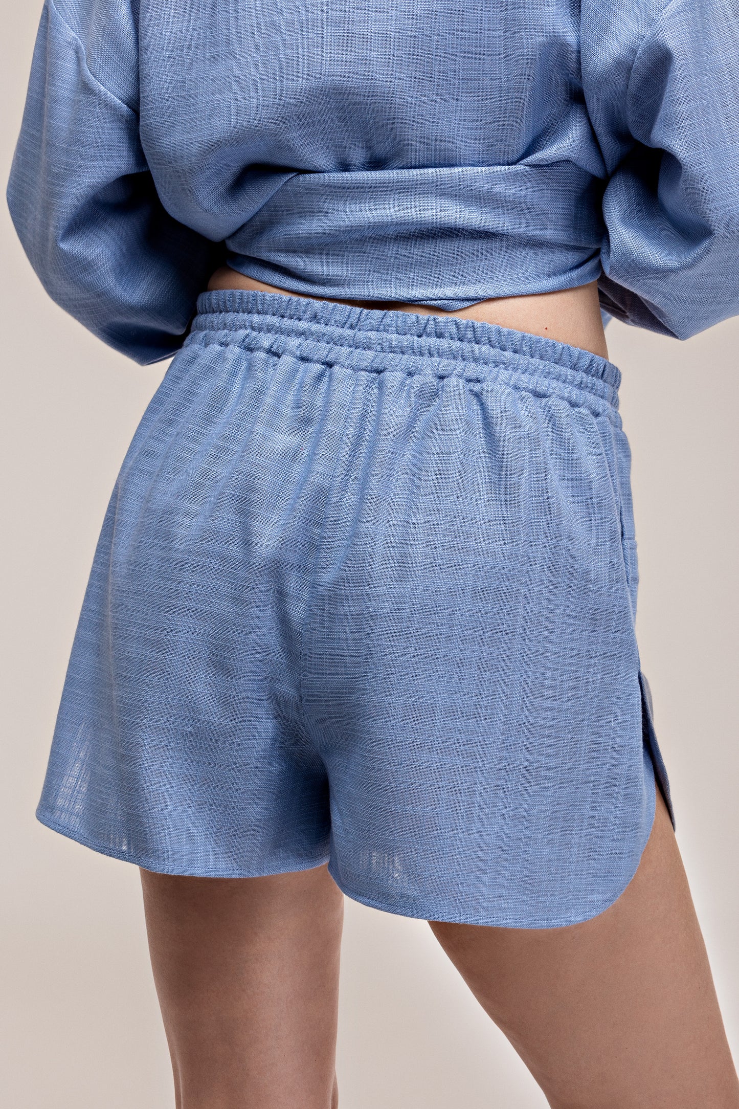 Blue linen shorts