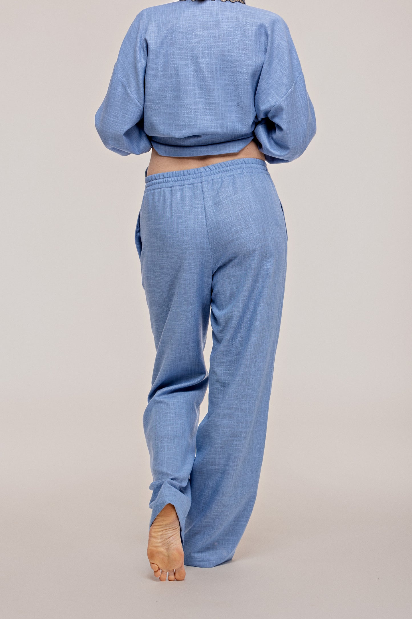 Blue linen trousers