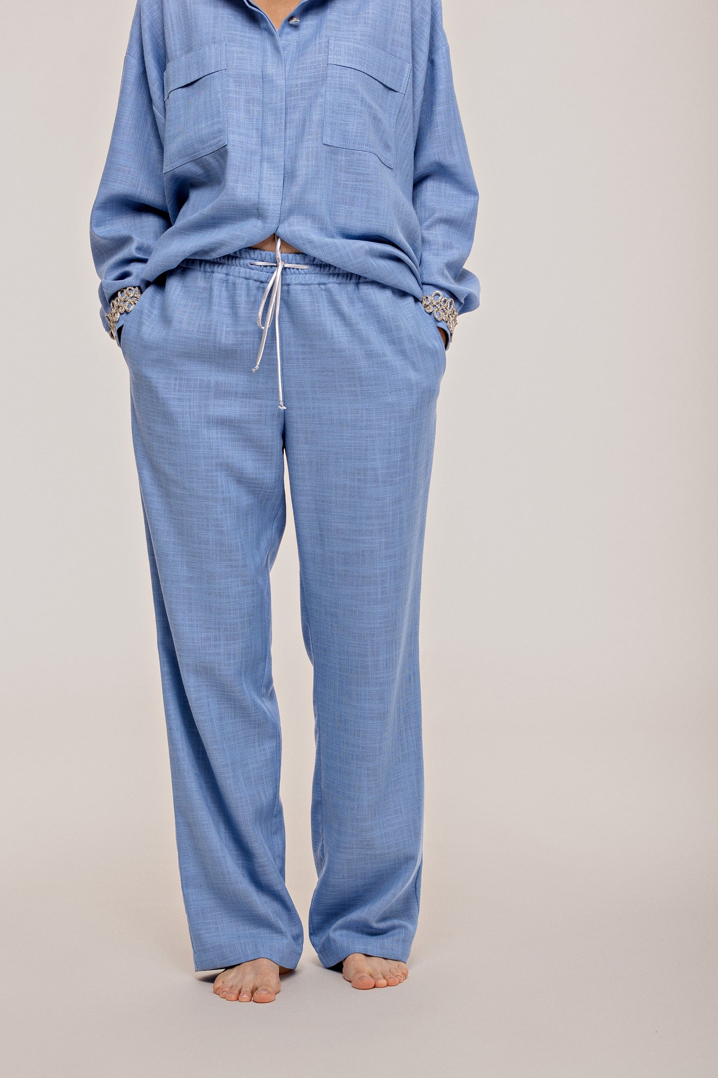 Blue linen 3 piece ensemble