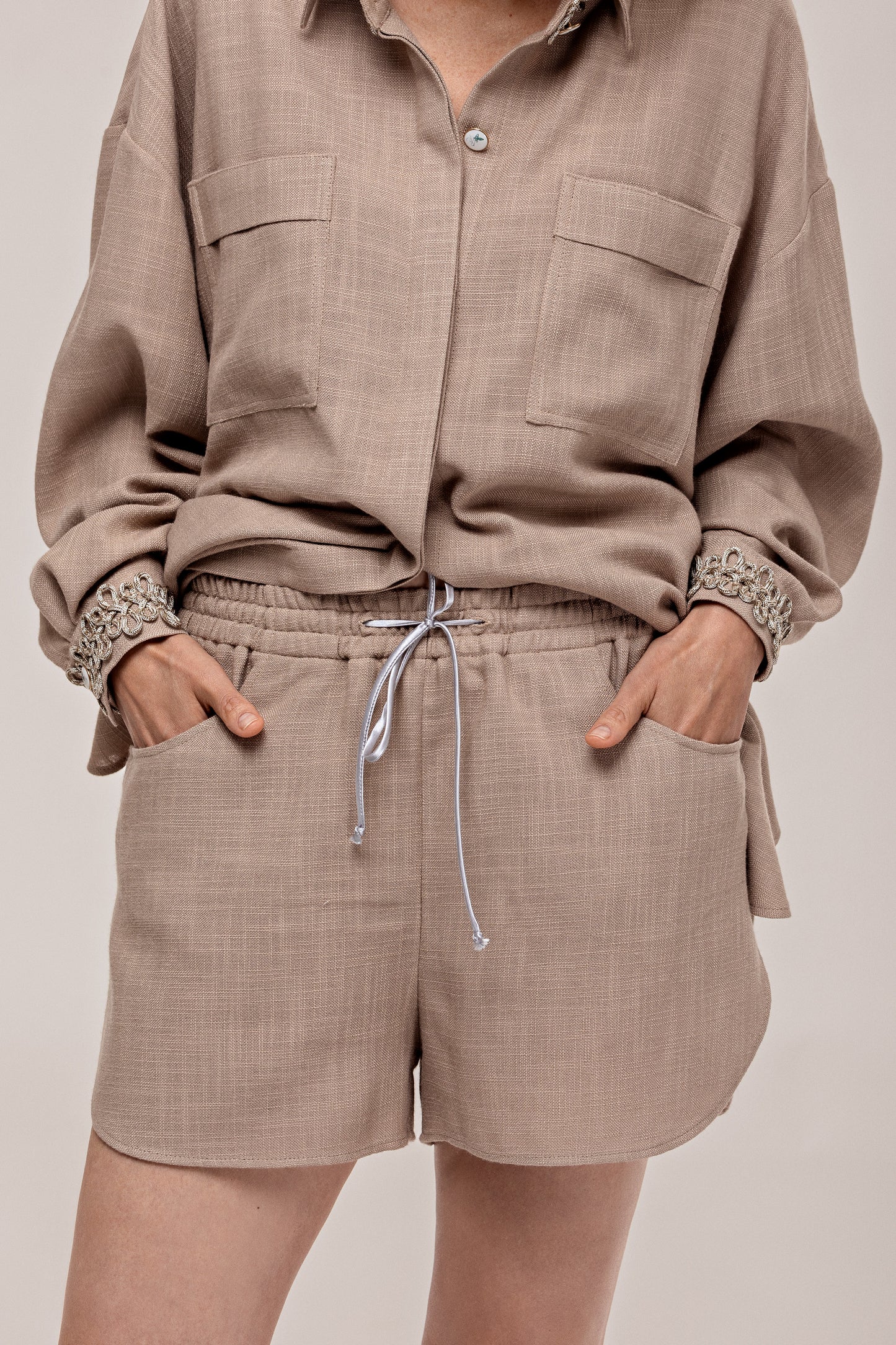 Beige linen 3 piece ensemble